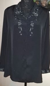 Yves St. Claire 2 Black Silver Embroidered Blouse